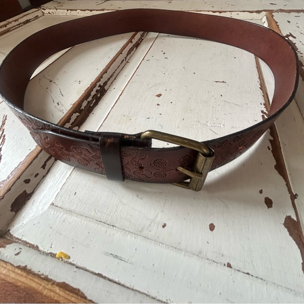 Genuine Leather Old School Design Brown Belt